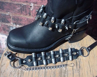 Biker Boots BOOT CHAINS Black Leather 