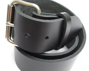 Cinturón de cuero pesado para hombre de 1 3/4 pulgadas de ancho - Negro y marrón