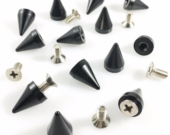 SPIKES CONE 5/8" METAL Screwback Matt Black Finish 25 PCs