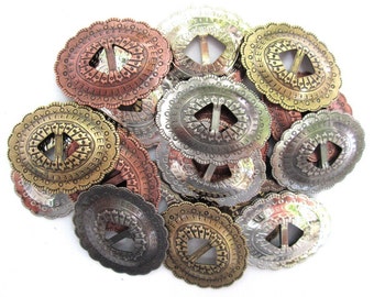 Conchos Mixed Finishes Western 1 1/4" Oval; Scalloped Style Slotted; 20 Pieces