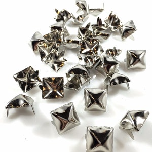 Nailheads Spots Pyramid Studs 2 Prong 9/16" Square, Bright Nickel Finish 100 Pcs