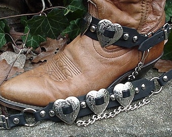 Western BOOTS BOOT CHAINS Ladies Heart Conchos