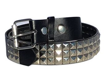 Dangerous Threads Black Studded Belt- 1 1/2" - Nickel Pyramid Studs - Sizes:  S, M, L, XL