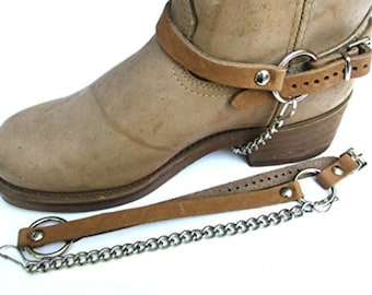 Western Boots Boot Chains Light Brown Leather Harness Straps