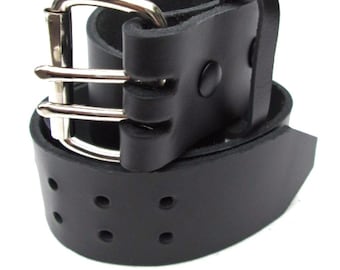 Cinturón de cuero resistente para hombre de 2 pulgadas de ancho - Negro y marrón