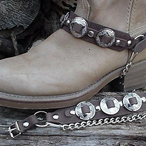 Western BOOTS BOOT CHAINS Brown W 3 1-inch Conchos Np