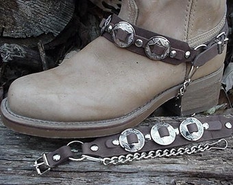 Western BOOTS BOOT CHAINS Brown W 3 1-inch Conchos Np