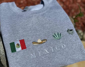 Embroidered Mexico Crewneck | Heritage Pride Apparel | Viva Mexico Design