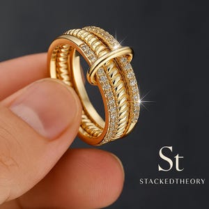 Gold Stackable Ring Set | Dainty Thin Rings for Women | Minimalist Jewelry | Everyday Gold Ring | Adjustable Stacking Rings