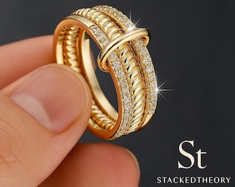 Gold Stackable Ring Set: Dainty Minimalist Stacking Rings