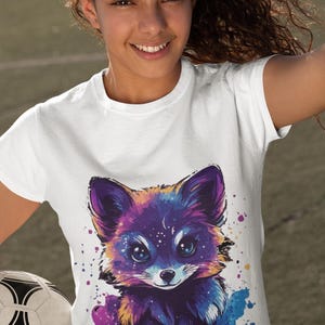Graphic Tee, Animal Print Shirt, Pet Owner Gift, Watercolor Fox T-shirt ,Cute Animal Tee, Colorful Fox Print, Nature Wildlife Gift