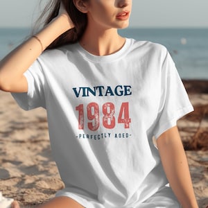 Camiseta vintage de 1984, camiseta de 1984 con la edad perfecta, idea de regalo para 40 cumpleaños, camiseta retro de cumpleaños, diseño clásico de 1984