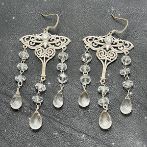 HANALION Crystal Butterfly Earrings – Original Design Silver Dangle Earrings with Spinel, Clear Quartz Drop, Mythical Jewelry Gift for Her