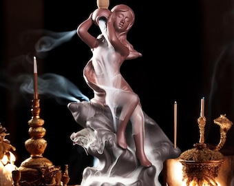 Elegant Woman Incense Holder Set - Backflow Conch Incense Burner - Decorative Agarwood Furnace