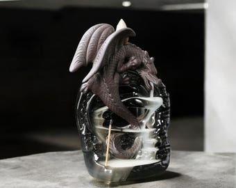 Dragon Waterfall Incense Burner: Handcrafted Ceramic Censer