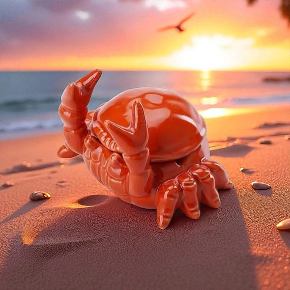 Crab Ceramic Ashtray With Lid: Chinese Tea Pet & Home Decor - Etsy