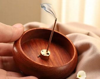 Handmade Rosewood Incense Holder: Wooden Bowl Censer