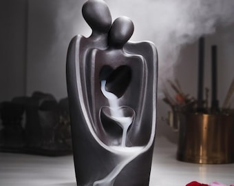 Lover Couple Ceramic Backflow Incense Burner: Romantic Aromatherapy Decor