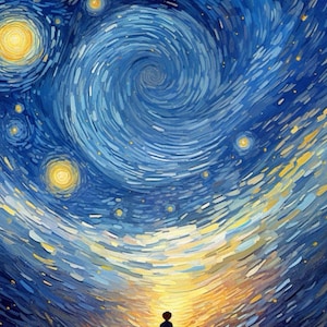 Sternenklare Nacht Traum Print, surreale kosmische Wandkunst, Fantasy Nachthimmel Malerei, Galaxie Swirl Illustration, mystisches Universum Dekor