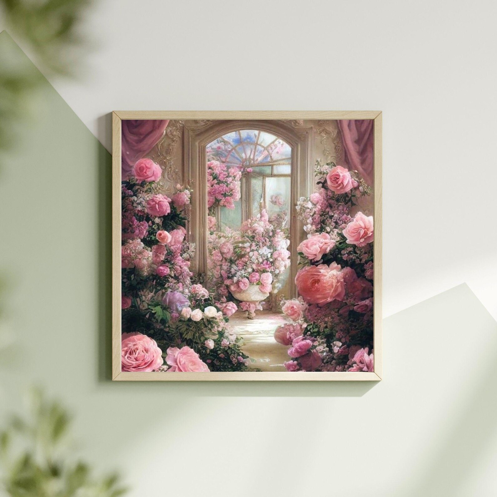 Floral Wall Art, Pink Rose Garden Print, Romantic Flower Room Decor ...
