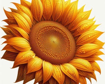 Sunflower Wall Art, Yellow Floral Print, Modern Botanical Poster, Sunflower Home Decor, Round Flower Artwork, Nature Digital Download