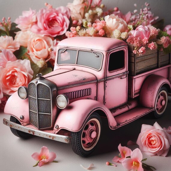 Pink Vintage Truck Wall Art, Floral Pickup Digital Print, Cottagecore Flower  Decor, Shabby Chic Poster, Romantic Spring Download - Etsy