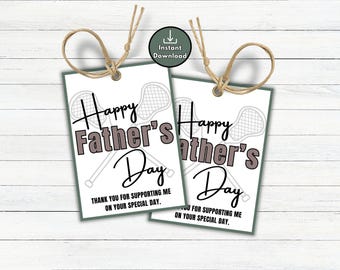 Lacrosse Dad Happy Father's Day Gift Tags, Printable Gift Tags for Dad, Thank You Dad From Lacrosse Team, Youth Sports Thank You