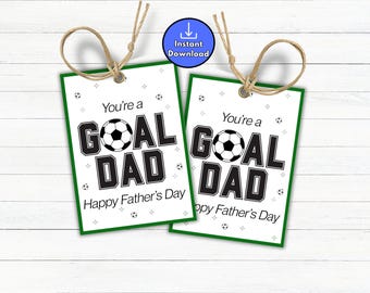 Soccer Happy Father's Day Gift Tags, Printable Soccer Team Gift tags for Dad, Youth Sports Thank You Tag, Goal Dad Gifts from Soccer Team