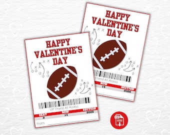 Kids Football Valentine's Day Card, Kids Sports Valentine, Classroom Exchange Card, Football Classmate Valentine, Instant Download