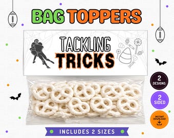 Halloween Football Treat Bag Toppers, Football October Birthday Party, Game Day Treats, Goodie Bags for Team, Team Party Ideas