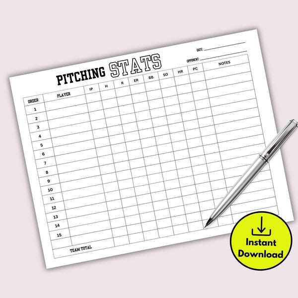 Pitching Practice Tracker Softball Pitch Tracker Sheet - Etsy