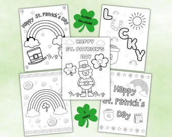 Printable St. Patrick's Day Coloring Pages, St. Pattys Day Kids Activity, Printable Kids Coloring Sheet, Kids Quick and Easy Crafts, Instant