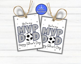 Soccer Dad Father's Day Gift Tags, Printable Soccer Team Gift tags for Dad, Youth Sports Thank You Tag, MVP Dad Gifts from Soccer Team