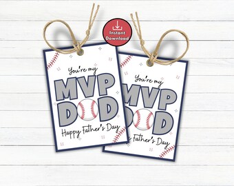 Baseball Dad Gift Tags, Happy Father's Day from Baseball Team, Team Gift Tags for Dad, Thank You Dad, MVP Dad, Youth Sports Thank You