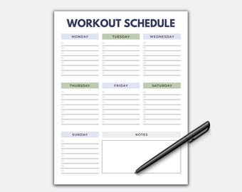 Workout Schedule, Weekly Fitness Tracker, Exercise Calendar, Printable Exercise Log, Daily Fitness Log, Workout Planner, Fitness Challenge