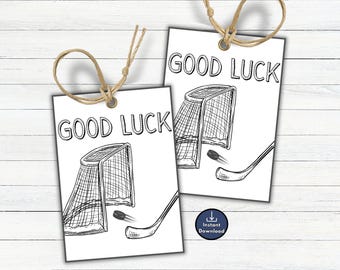 Hockey Good Luck Gift Bag Tags, Tournament Swag Bags, Printable Ice Hockey Gift Tag, Game Day Treat Bags