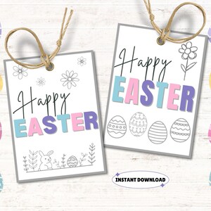 Easter Basket Tags Printable, Happy Easter Bag Tags, Easter Gift Tag Printable, Kids Easter Gift Tag, Easter Gift Tag for Classmates,