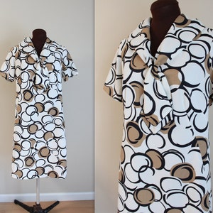 1960s Dress / Sailor Dress / Geometric Print l-xl image 1
