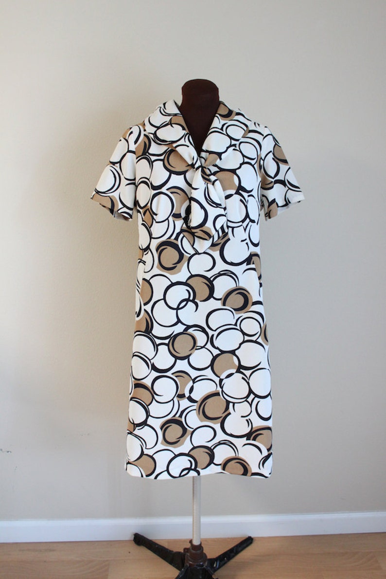 1960s Dress / Sailor Dress / Geometric Print l-xl image 2
