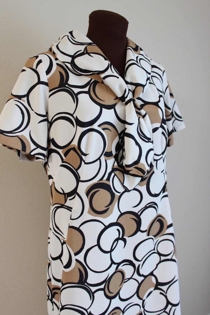 1960s Dress / Sailor Dress / Geometric Print l-xl image 4