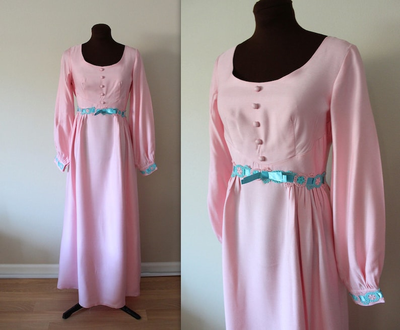 1970's Maxi Dress / Flower Child / Empire Waist Dress s-m image 1