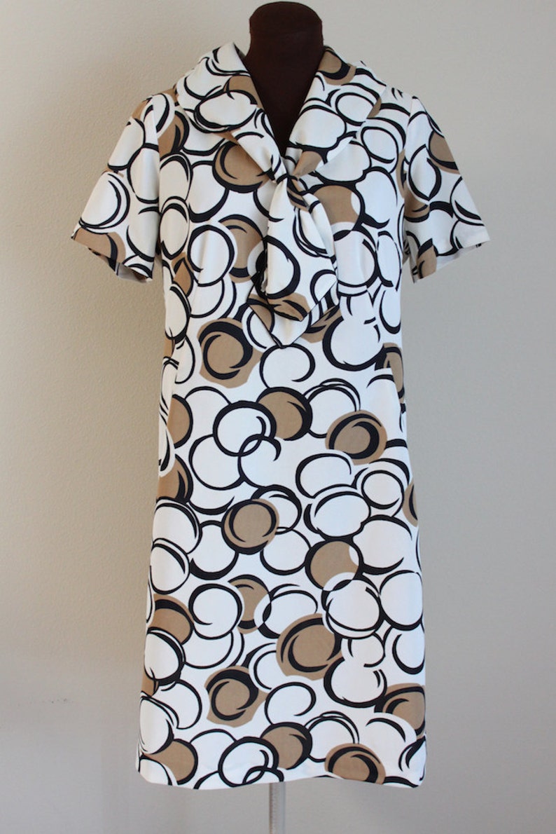 1960s Dress / Sailor Dress / Geometric Print l-xl image 3
