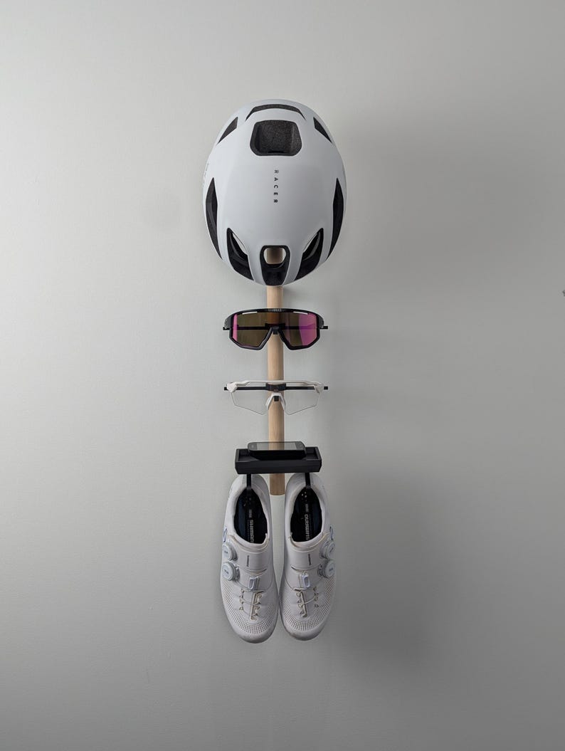 Vertical Bike Wall Storage | Cycling Gear Organizer | Bike Helmet Holder | Wall-Mounted Bike Accessories