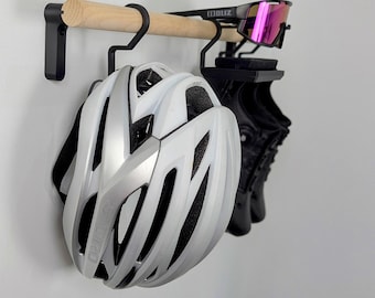 Almacenamiento horizontal de bicicletas en la pared / Organizador de equipo de ciclismo / Soporte para casco de bicicleta / Accesorios de bicicleta de pared