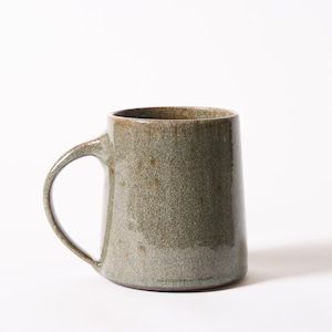 Handmade Ceramic Coffee Mug, Mossy Olive Green Crackle Glaze, Wheel Thrown Stoneware