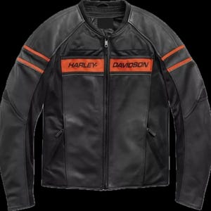 Vintage Harley Davidson Black Leather Biker Jacket