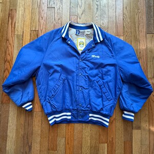 Vintage Dunbrooke Blue Snap Button Jacket Burg Builder Williamsburg Iowa XL