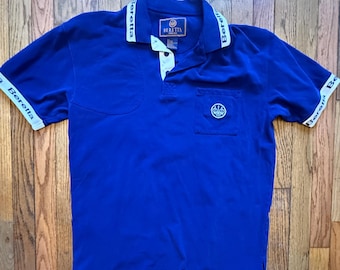 Vintage Beretta Polo Shirt Royal Blue Short Sleeve Logo Trim Collar Mens Medium