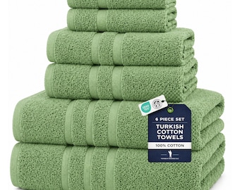 Luxury SAGE GREEN Turkish Cotton Towel Set - 6 Piece