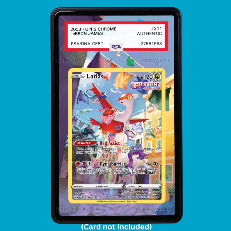 Hand-drawn Latias GG20/GG70 Crown Zenith extended art display case insert for graded Pokémon cards